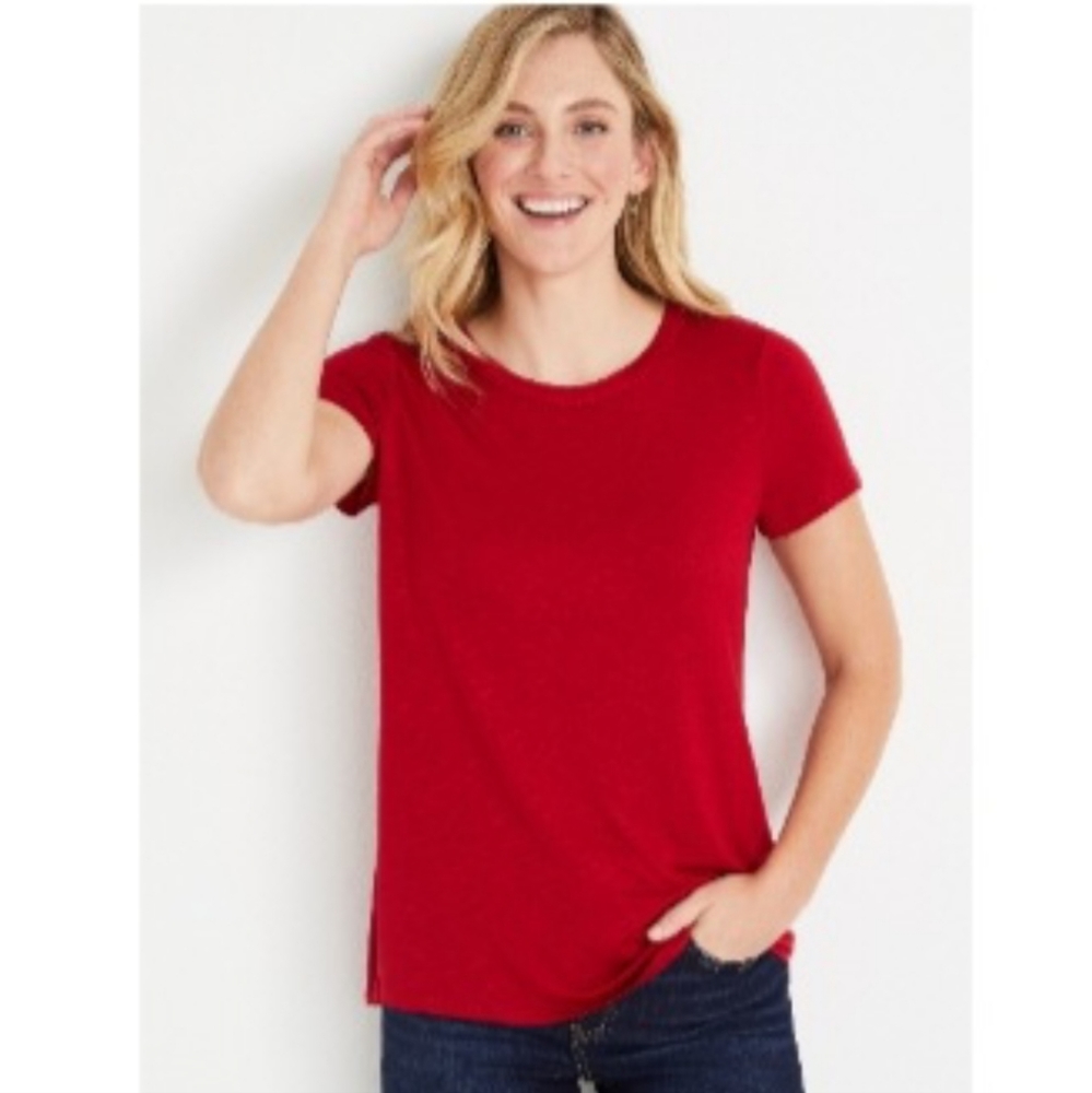 Maurices NWT Red 24/7 Solid Crew Neck Tee Size Large